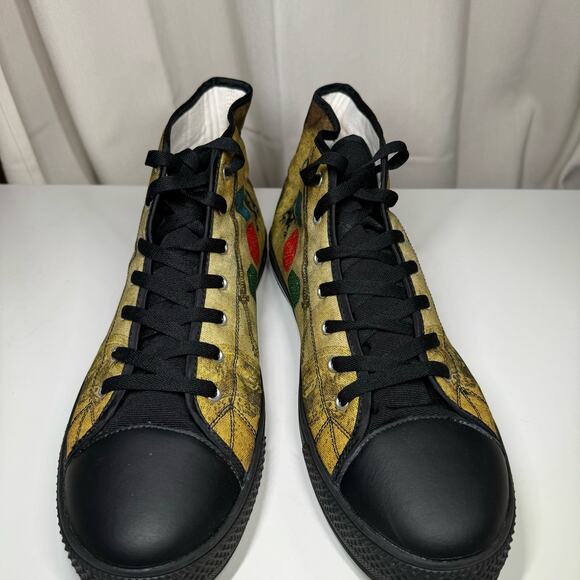 Artistic Black and Tan High-Top Loafers - Picture 4 of 9